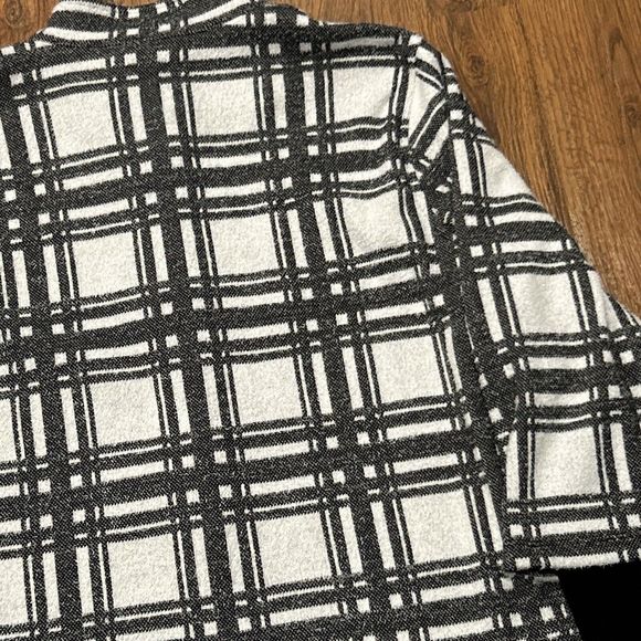 Ali Miles Jacket Womens XL Black White Window Pane Button Stretch Cardigan - Picture 6 of 6